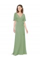 Seagrass A-Line V-Neck Long Bridesmaid Dress Bolton