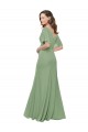 Seagrass A-Line V-Neck Long Bridesmaid Dress Bolton