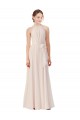 Cream Pink A-Line High Neck Long Bridesmaid Dress Bolton