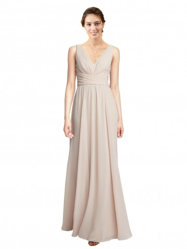 Cream Pink A-Line V-Neck Long Formal Dress / Bridesmaid Dress Bolton