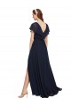 V-Back Dark Navy A-Line V-Neck Long Evening Gowns / Bridesmaid Dresses Bolton