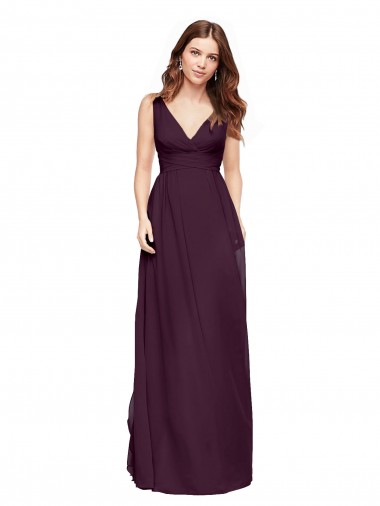 Grape A-Line V-Neck Long Evening Gowns / Bridesmaid Dresses Bolton