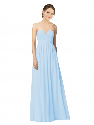 Light Sky Blue A-Line Strapless Long Formal Dress / Bridesmaid Dress Bolton