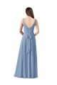 Dusty Blue A-Line V-Neck Long Wedding Party Dress Bolton