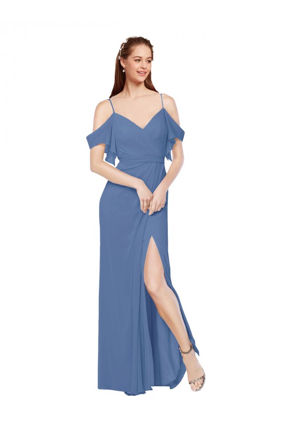 Windsor Blue A-Line Sweetheart Long Bridesmaid Dress Bolton