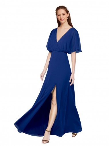 Open Back Royal Blue A-Line V-Neck Long Bridesmaid Dress / Evening Gowns Bolton