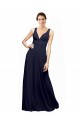 Open Back Dark Navy A-Line V-Neck Long Wedding Guest Dress Bolton