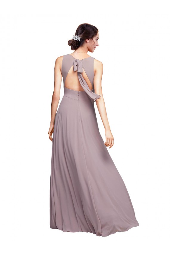 Open Back Dark Navy A-Line V-Neck Long Wedding Guest Dress Bolton