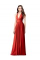 Open Back Red A-Line V-Neck Long Bridesmaid Dress / Formal Dress Bolton