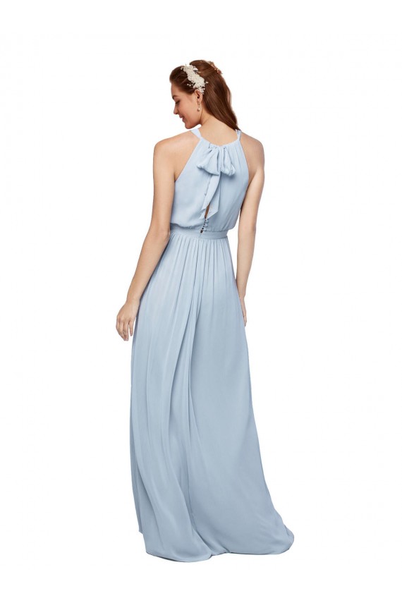 Royal Blue A-Line High Neck Long Bridesmaid Dress Bolton