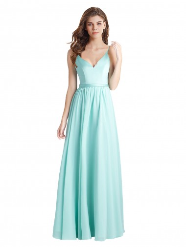 V-Back Waterfall A-Line V-Neck Long Bridesmaid Dress Bolton