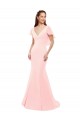 V-Back Pink Mermaid V-Neck Long Bridesmaid Dress Bolton