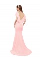 V-Back Pink Mermaid V-Neck Long Bridesmaid Dress Bolton