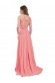 Open Back Watermelon A-Line Halter Neck Long Bridesmaid Dress / Evening Dress Bolton