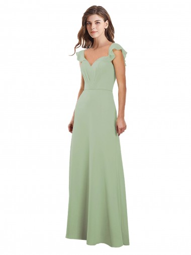 Low Back Smoke Green A-Line Sweetheart Long Bridesmaid Dress / Formal Dress Bolton