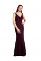 V-Back Burgundy Gold Mermaid V-Neck Long Bridesmaid Dress Bolton