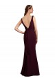 V-Back Burgundy Gold Mermaid V-Neck Long Bridesmaid Dress Bolton