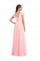 V-Back Pink A-Line V-Neck Long Bridesmaid Dress / Evening Gowns Bolton
