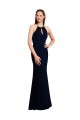 Open Back Dark Navy Mermaid Halter Neck Long Bridesmaid Dress Bolton