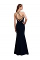Open Back Dark Navy Mermaid Halter Neck Long Bridesmaid Dress Bolton