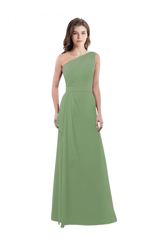 Seagrass A-Line One Shoulder Long Bridesmaid Dress Bolton