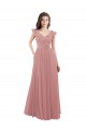 V-Back Dusty Pink A-Line V-Neck Long Bridesmaid Dress Bolton
