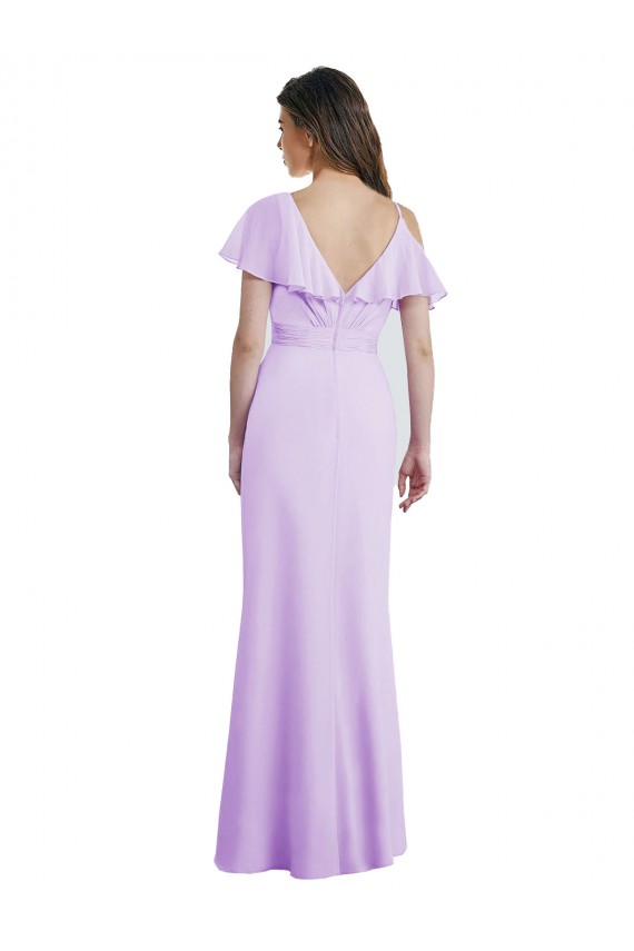 V-Back Lilac A-Line V-Neck Long Bridesmaid Dresses Bolton