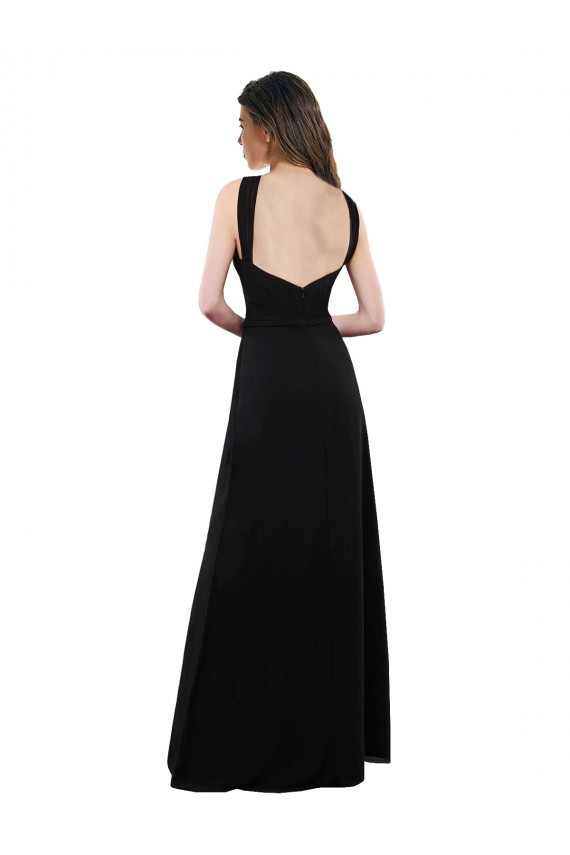 Open Back Black A-Line Halter Neck Long Bridesmaid Dress Bolton