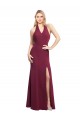 Open Back Burgundy Mermaid Halter Neck Long Bridesmaid Dress Bolton