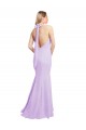 Open Back Burgundy Mermaid Halter Neck Long Bridesmaid Dress Bolton