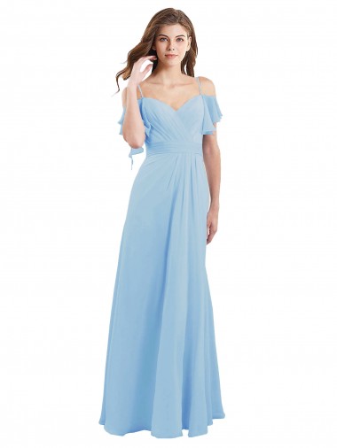 Low Back Light Sky Blue A-Line Sweetheart Long Bridesmaid Dress Bolton