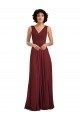 V-Back Burgundy A-Line V-Neck Long Bridesmaid Dress Bolton