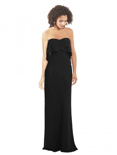 Black Sheath Strapless Long Bridesmaid Dress Bolton