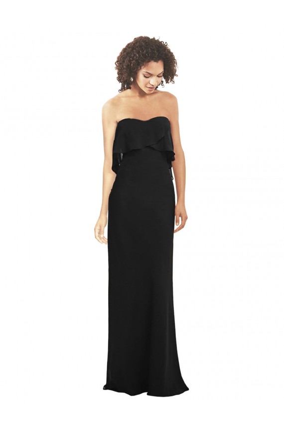 Black Sheath Strapless Long Bridesmaid Dress Bolton