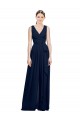 Dark Navy A-Line V-Neck Long Wedding Party Dress Bolton