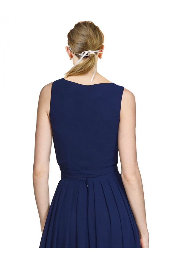 Dark Navy A-Line V-Neck Long Wedding Party Dress Bolton