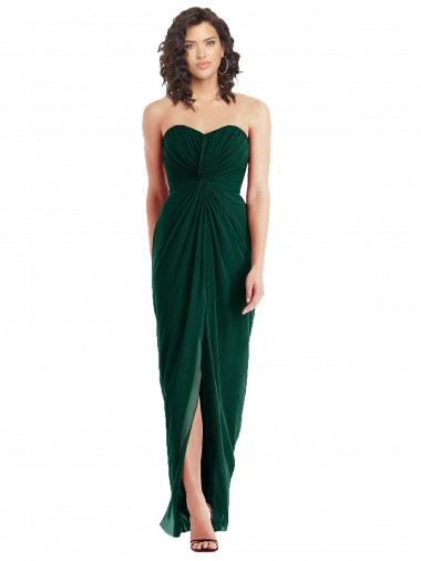 Low Back Ever Green A-Line Strapless Long Bridesmaid Dress Bolton