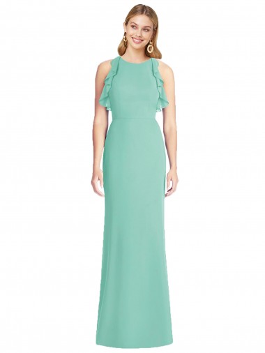 Open Back Jade Mermaid Jewel Neck Long Bridesmaid Dress Bolton