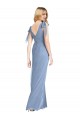 V-Back Dusty Blue Mermaid V-Neck Long Bridesmaid Dress Bolton