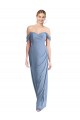 Low Back Dusty Blue Mermaid Off the Shoulder Long Semi Formal Evening Dress / Bridesmaid Dress Bolton