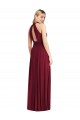 Open Back Burgundy A-Line High Neck Long Semi Formal Evening Dress / Bridesmaid Dress Bolton