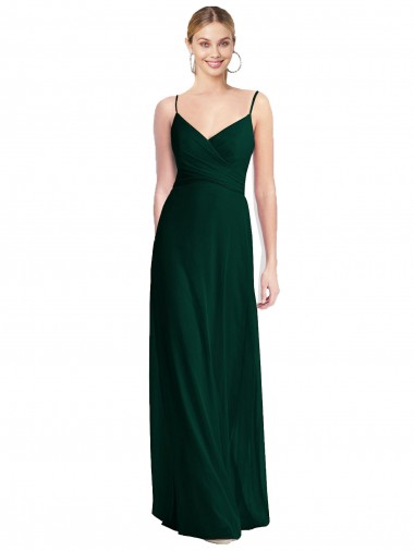 Low Back Ever Green A-Line V-Neck Long Bridesmaid Dress Bolton
