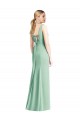 Tie Back Mint Green Trumpet V-Neck Long Bridesmaid Dress Bolton