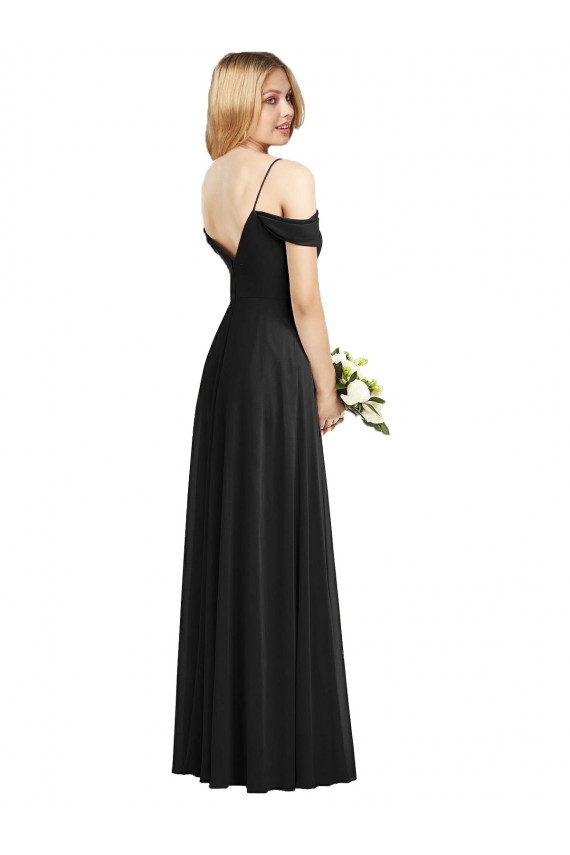 Black A-Line Spaghetti Straps Long Semi Formal Evening Dress / Bridesmaid Dress Bolton
