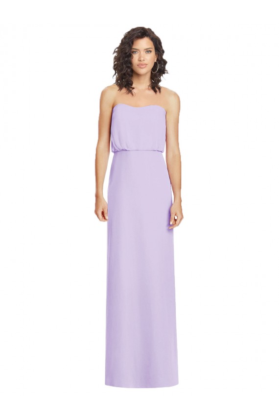 Low Back Lilac A-Line Strapless Long Formal Dress / Bridesmaid Dress Bolton