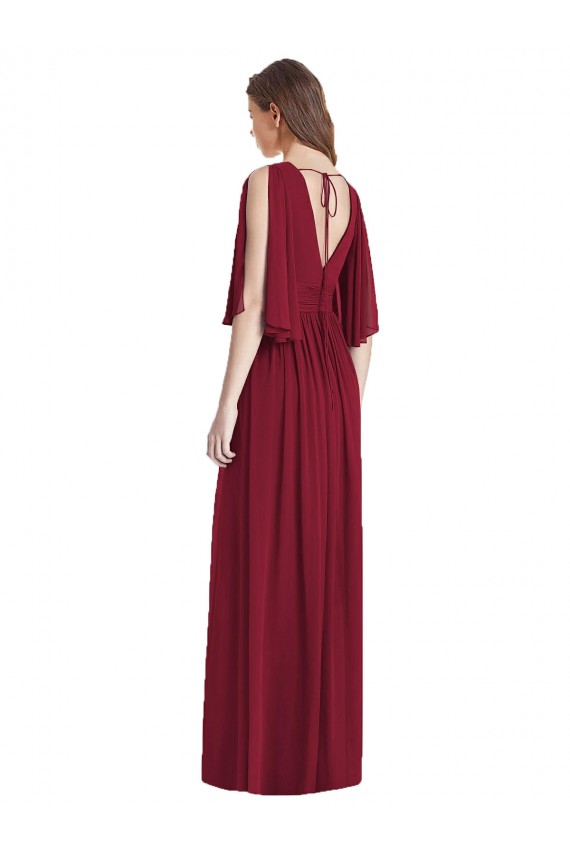 Tie Back Dark Navy Trumpet V-Neck Long Semi Formal Evening Dress / Bridesmaid Dress Bolton