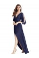 Tie Back Dark Navy Trumpet V-Neck Long Semi Formal Evening Dress / Bridesmaid Dress Bolton