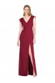 Tie Back Burgundy Mermaid V-Neck Long Bridesmaid Dress Bolton