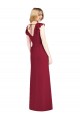 Tie Back Burgundy Mermaid V-Neck Long Bridesmaid Dress Bolton