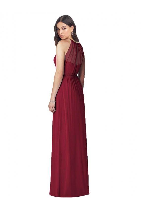 Burgundy Trumpet Halter Neck Long Bridesmaid Dress Bolton